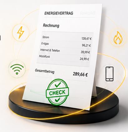 Ilustracyjny rachunek za energię i symbole prądu oraz gazu